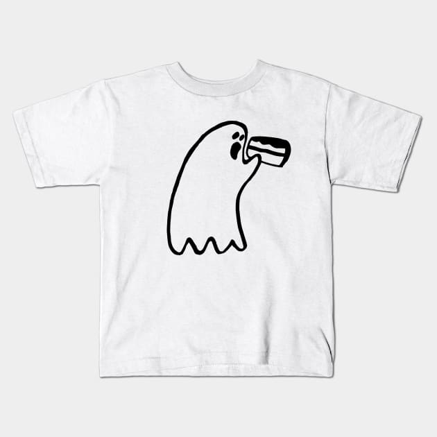 Ghost Eating Cake Kids T-Shirt by Lil Brahms